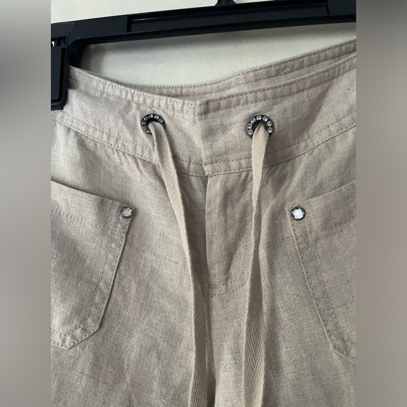 INC 100% Linen Capri pants women’s size 4 bejeweled cargo y2k - Picture 4 of 10